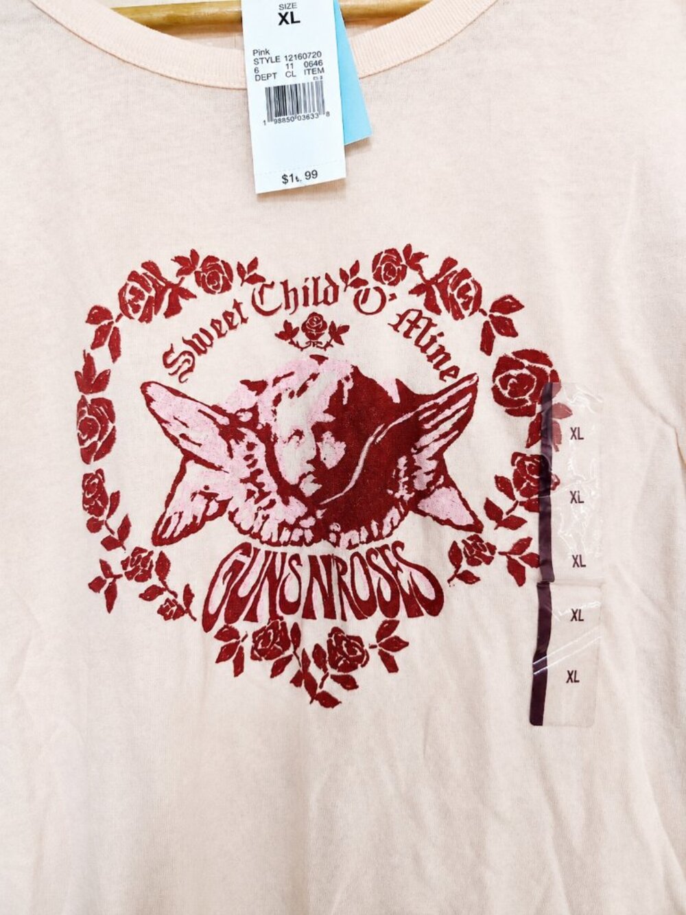 Guns N’ Roses Sweet Child O’ Mine Graphic T-Shirt Pink XL NWT - Picture 4 of 7
